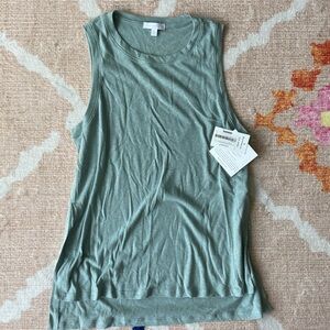 NWT Beyond Yoga Tank BF Jersey High Slits Breezy.  Size Small. Sage in color